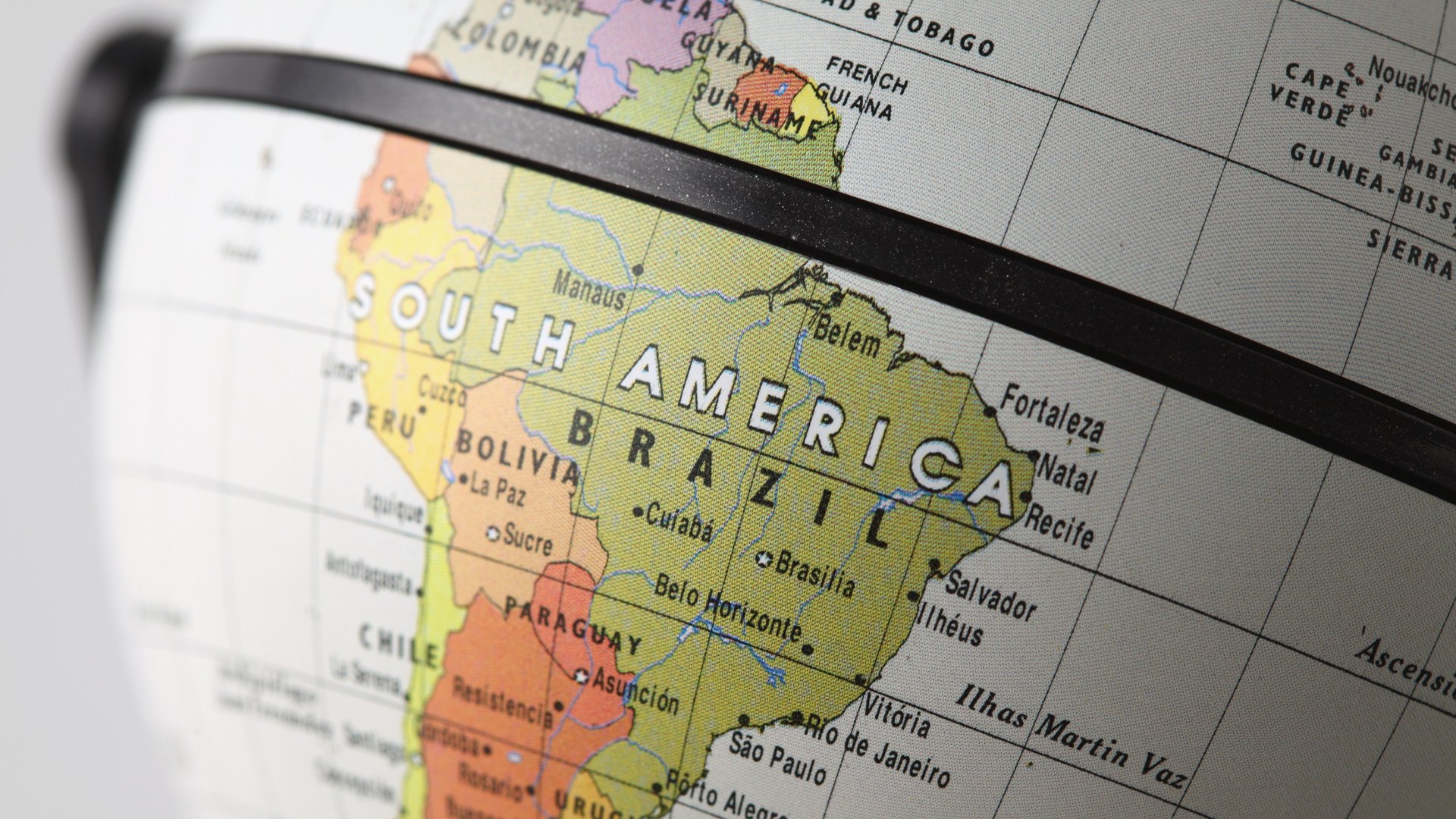 Globe showing South America and Brazil