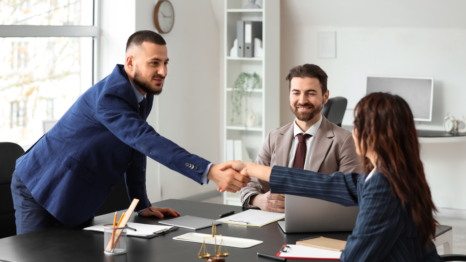 Company agreeing next steps with an international expansion partner in a meeting